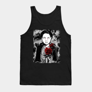 Gothic Skeleton Dead Girl with red rose - Dark manga art Emo Tank Top